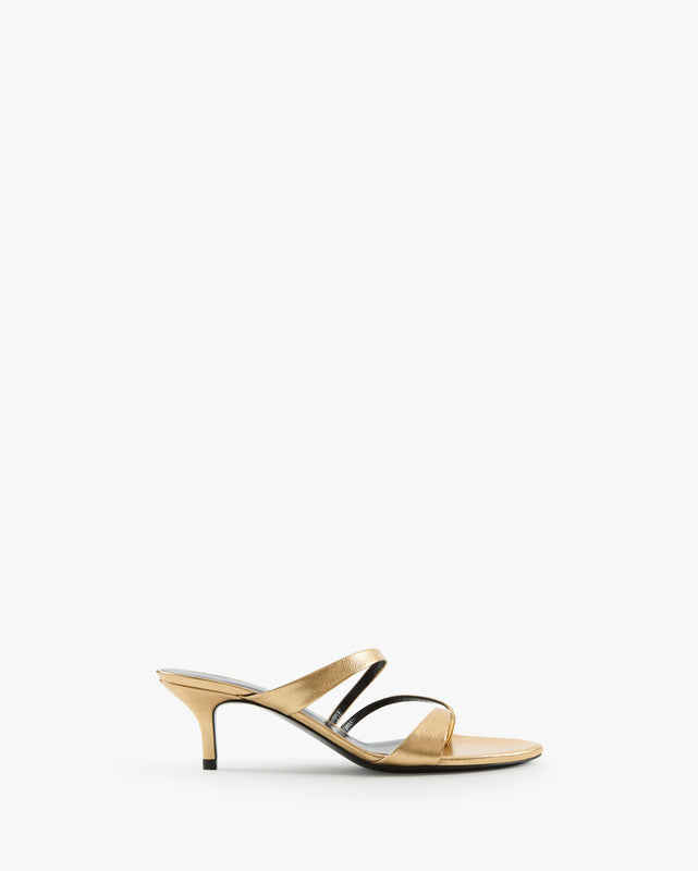 Heath Kitten Sandal in Gold Leather